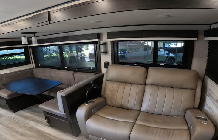 Recliners with heated and massaging feathers to relax in after those long adventure days.