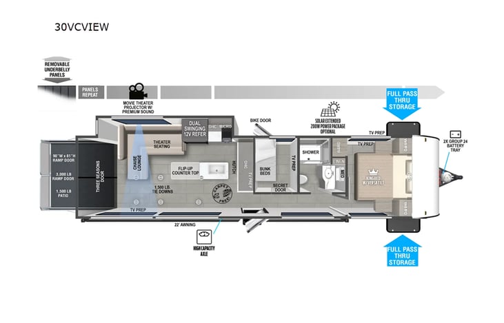 Representative floor plan provided by a trusted RVshare partner.