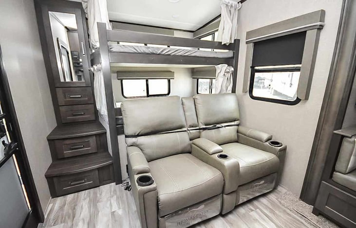 Reclining chairs come with heat and vibration options.