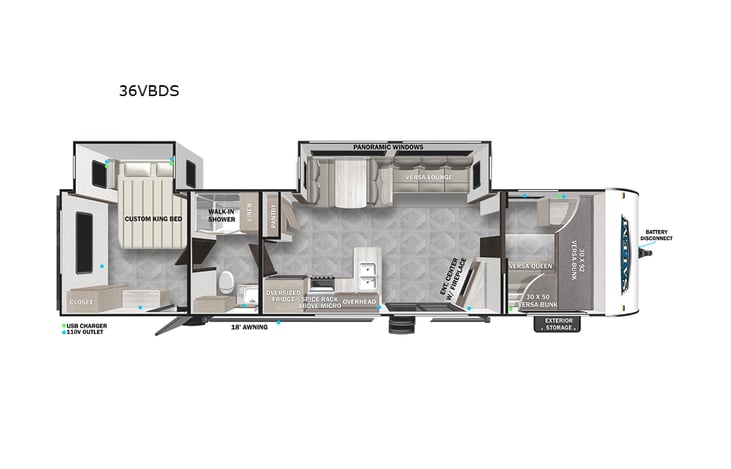 Representative floor plan provided by a trusted RVshare partner.