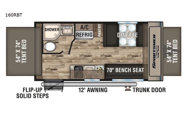 Representative floor plan provided by a trusted RVshare partner.