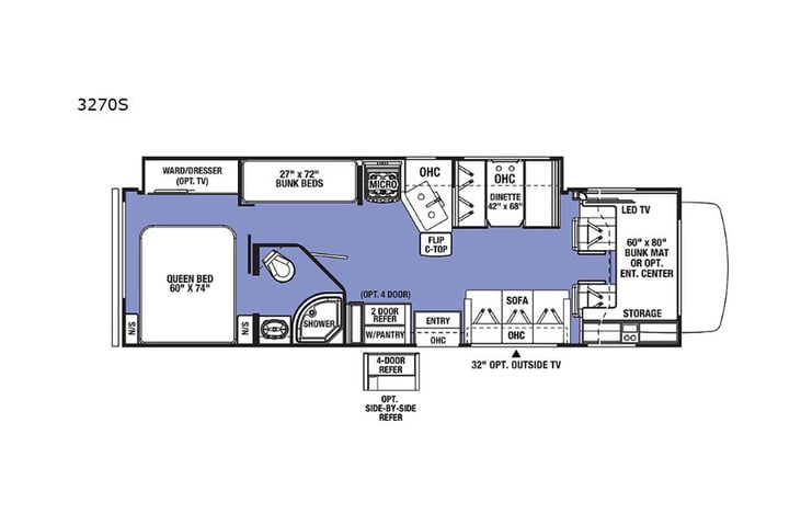 Representative floor plan provided by a trusted RVshare partner.