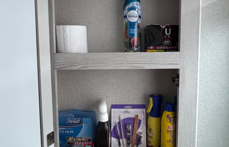 Main Bath - Sink Cabinet - Simple Frist Aid, sunscreen, etc.