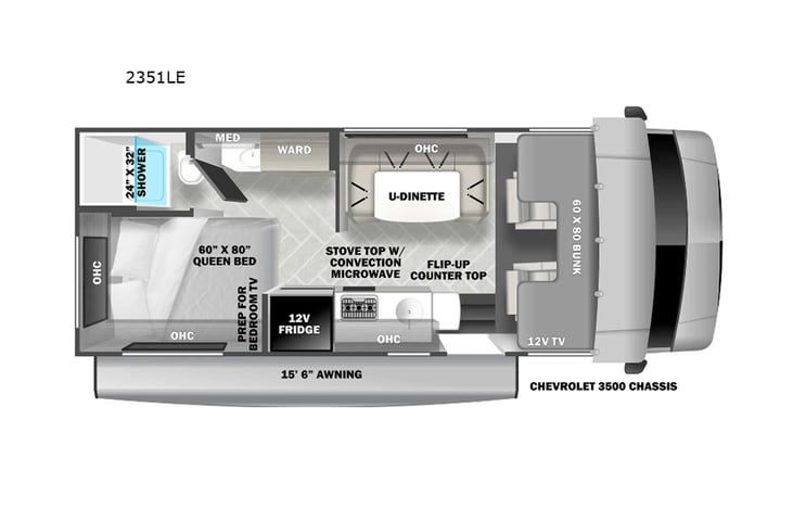 Representative floor plan provided by a trusted RVshare partner.