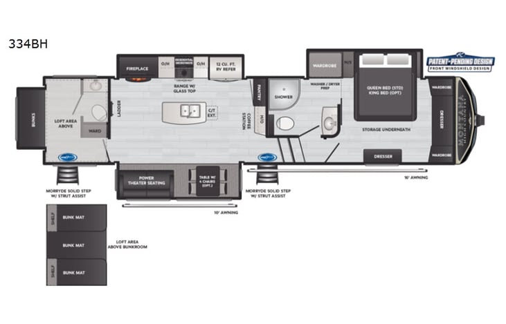 Representative floor plan provided by a trusted RVshare partner.