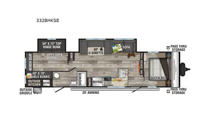 Representative floor plan provided by a trusted RVshare partner.