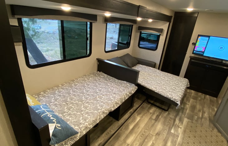 Complete sleep set up view from restroom