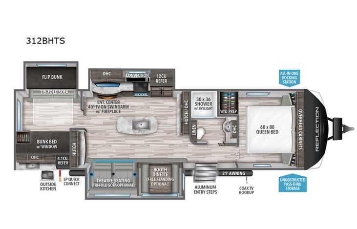 Representative floor plan provided by a trusted RVshare partner.