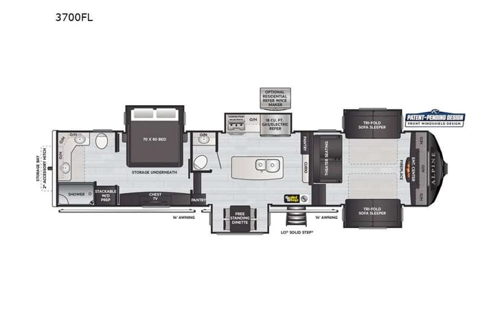 Representative floor plan provided by a trusted RVshare partner.