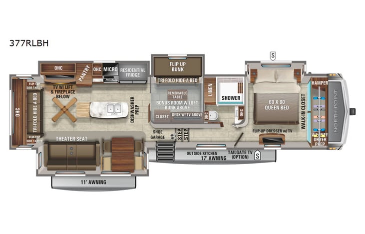 Representative floor plan provided by a trusted RVshare partner.