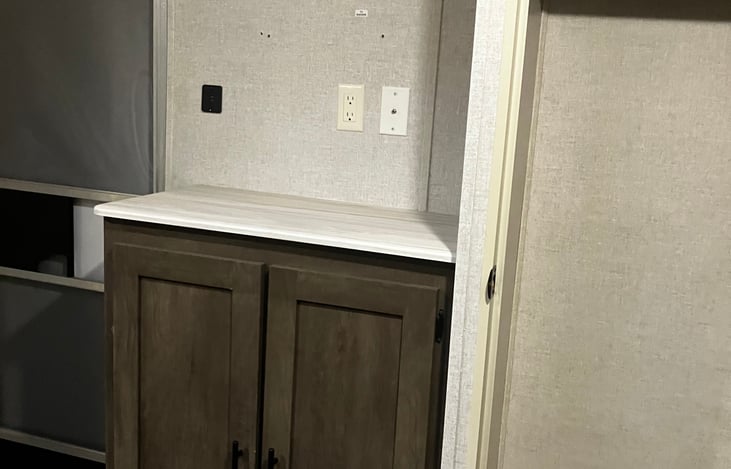 Master closet, cabinet, and secondary door
