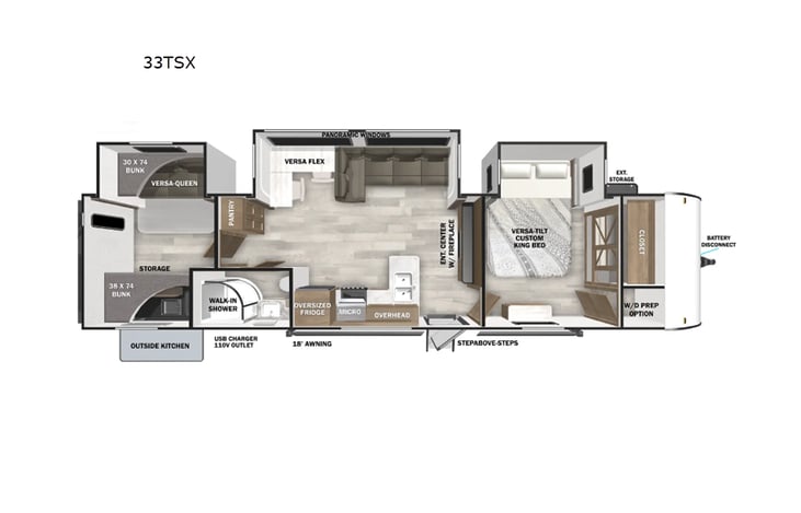 Representative floor plan provided by a trusted RVshare partner.