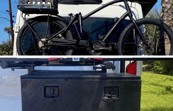 rear storage box & bike rack (sturdy & can hold heavy e-bikes) **bike rentals available upon request **