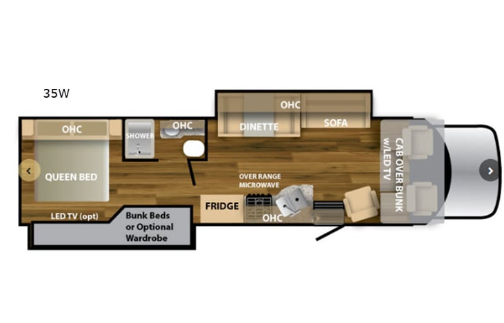 Representative floor plan provided by a trusted RVshare partner.