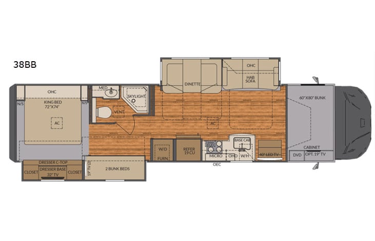 Representative floor plan provided by a trusted RVshare partner.
