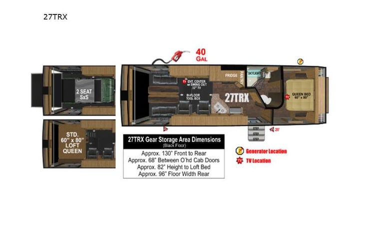 Representative floor plan provided by a trusted RVshare partner.