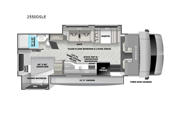 Representative floor plan provided by a trusted RVshare partner.