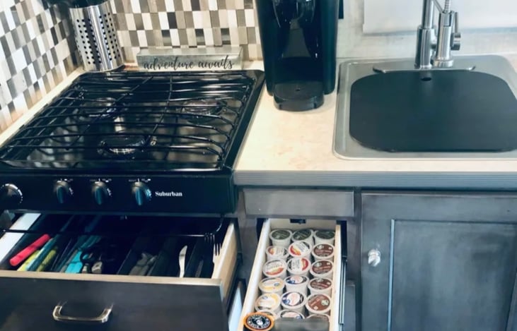 Fully stocked with utensils. Indoor/Outdoor cookware.