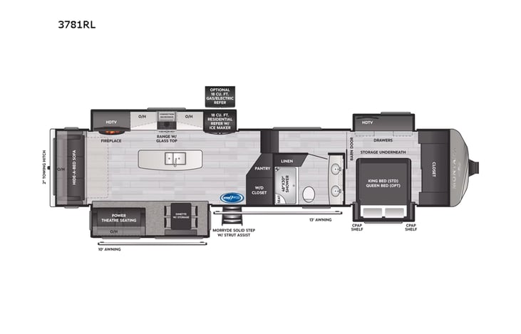 Representative floor plan provided by a trusted RVshare partner.