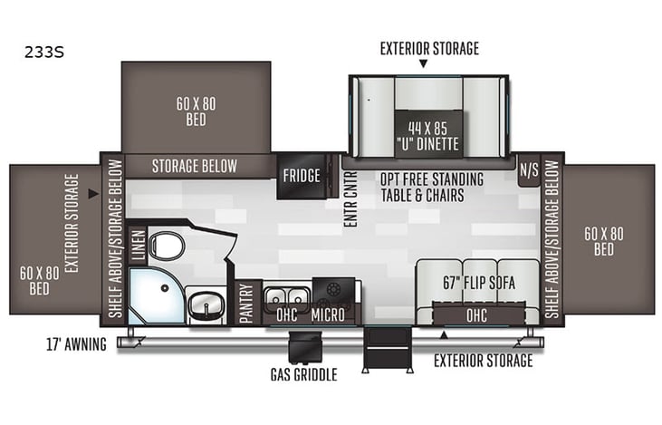Representative floor plan provided by a trusted RVshare partner.