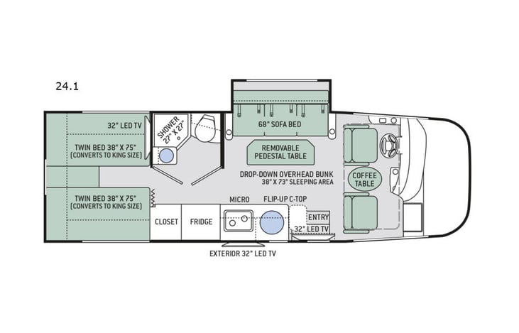 Representative floor plan provided by a trusted RVshare partner.