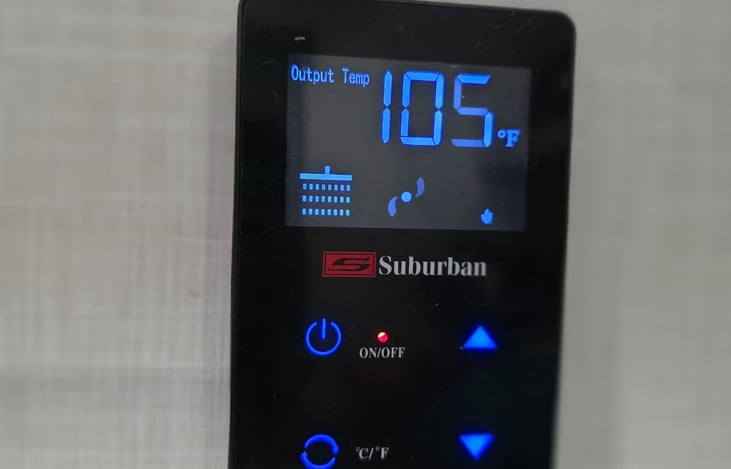 Tankless water heater control panel