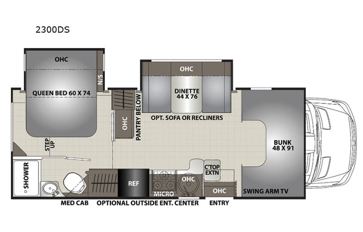 Representative floor plan provided by a trusted RVshare partner.