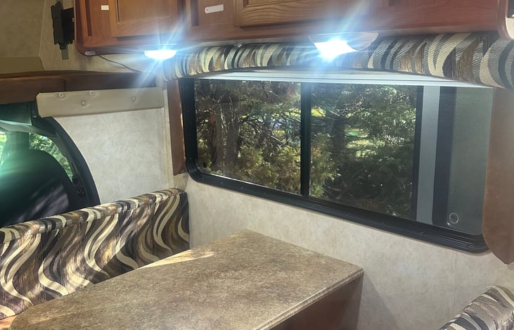 lots of LED lighting for bright interior at night.