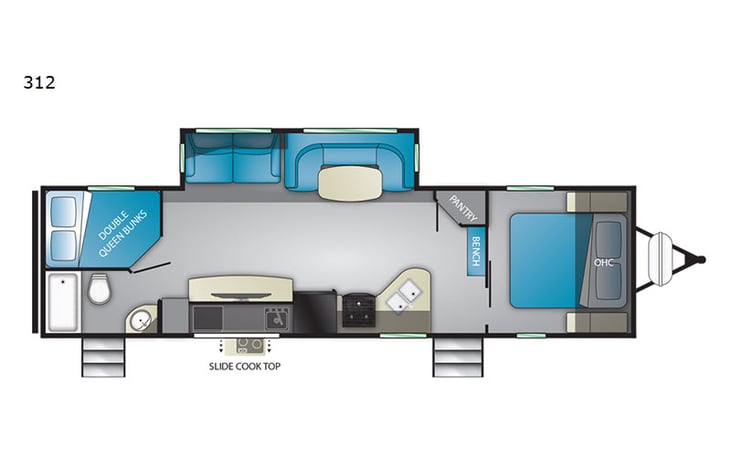 Representative floor plan provided by a trusted RVshare partner.