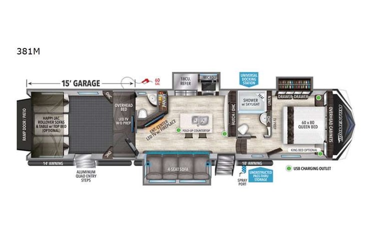Representative floor plan provided by a trusted RVshare partner.