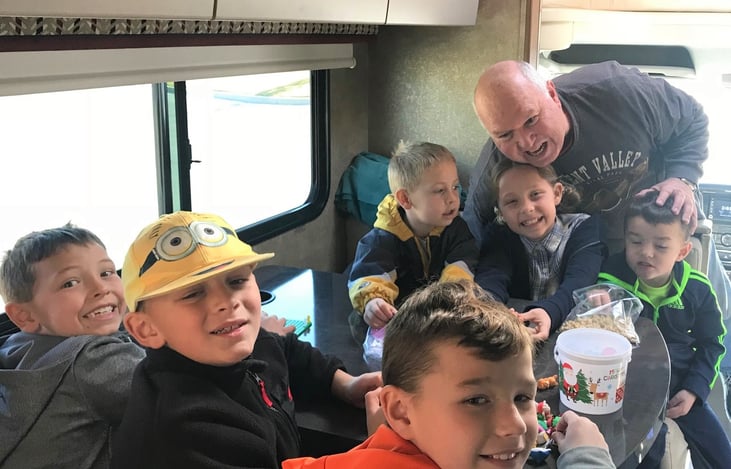 RV camping can be a family affair; best to limit size of group to 4 people per RV.