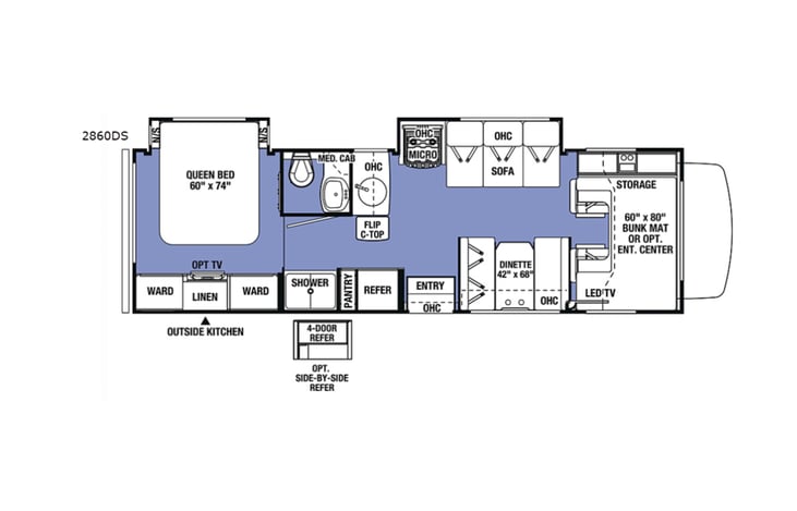 Representative floor plan provided by a trusted RVshare partner.