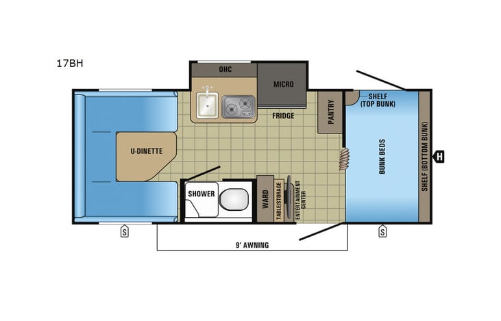 Representative floor plan provided by a trusted RVshare partner.