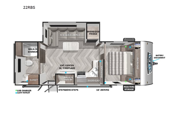 Representative floor plan provided by a trusted RVshare partner.