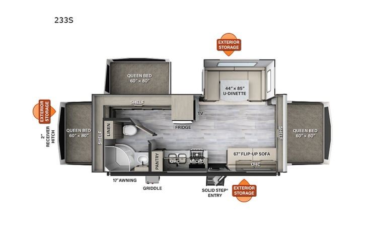 Representative floor plan provided by a trusted RVshare partner.