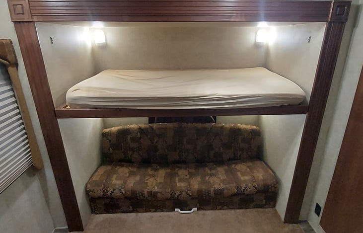 Upper Bunk Lowered above Couch