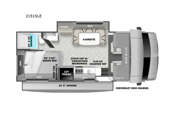 Representative floor plan provided by a trusted RVshare partner.