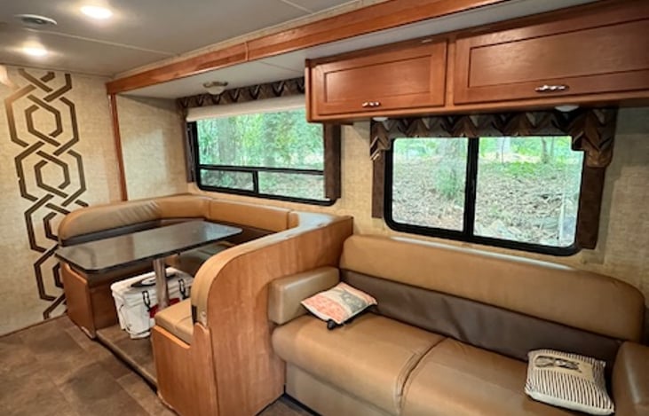 Comfortable seating area in main room