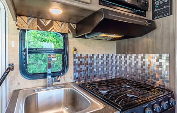 The three burner stove is great for cooking