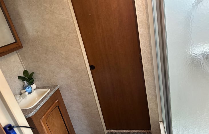 Master bedroom door to close off bathroom view