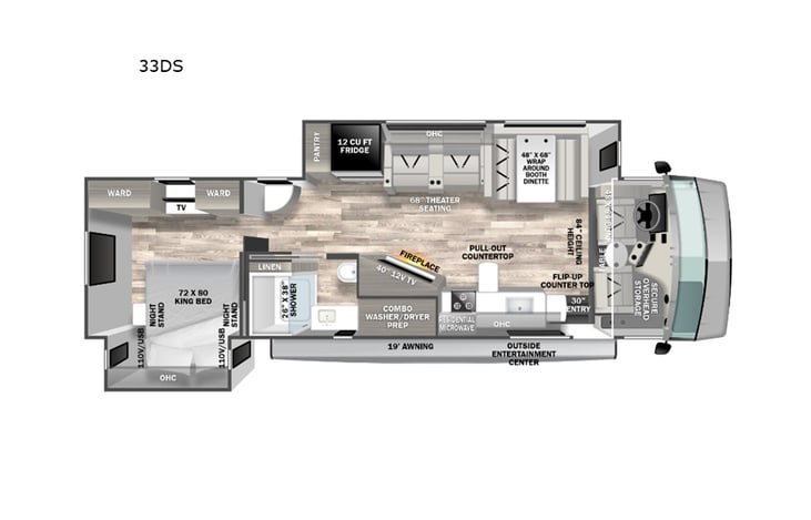 Representative floor plan provided by a trusted RVshare partner.