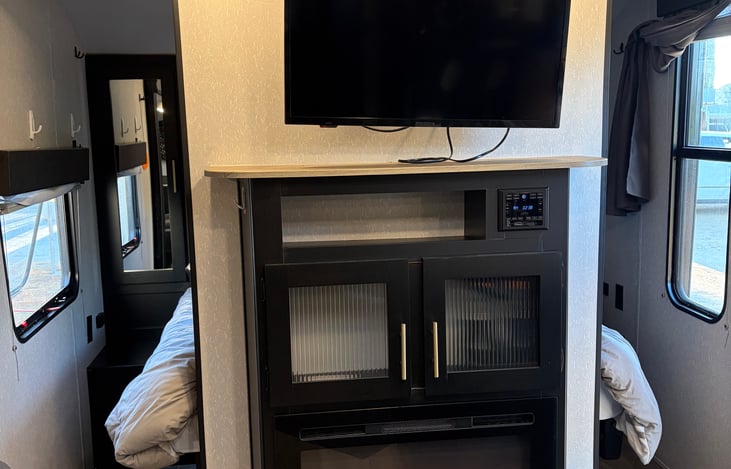 Media area with fire place unable to fit in this picture