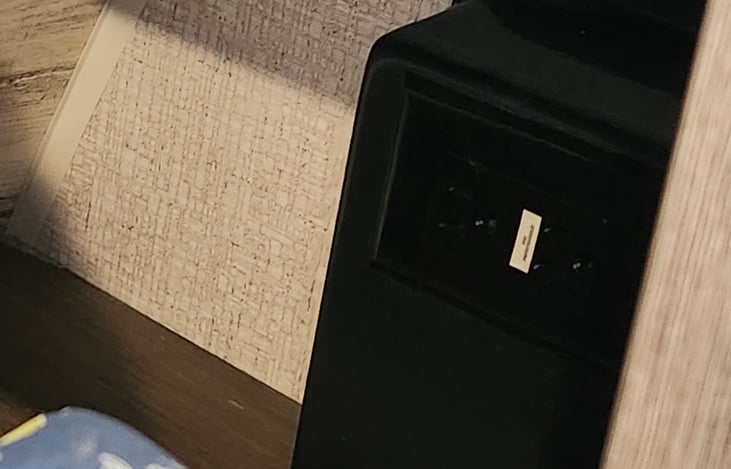 Outlet on either side of the master bed.