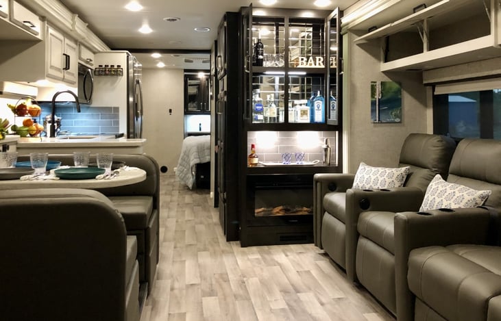 3 Slide-outs provide extra comfort, and upgrades including a fireplace and bar provide luxury and elegance.