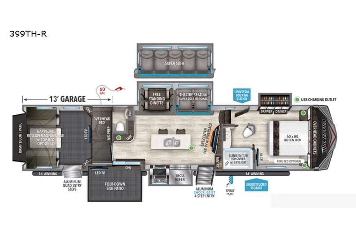 Representative floor plan provided by a trusted RVshare partner.