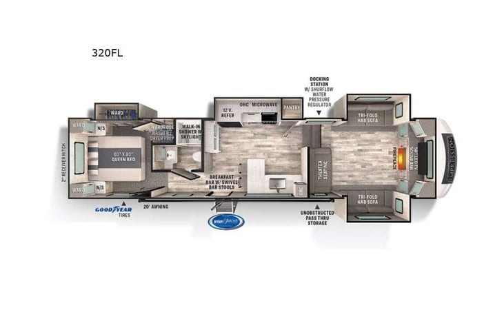 Representative floor plan provided by a trusted RVshare partner.