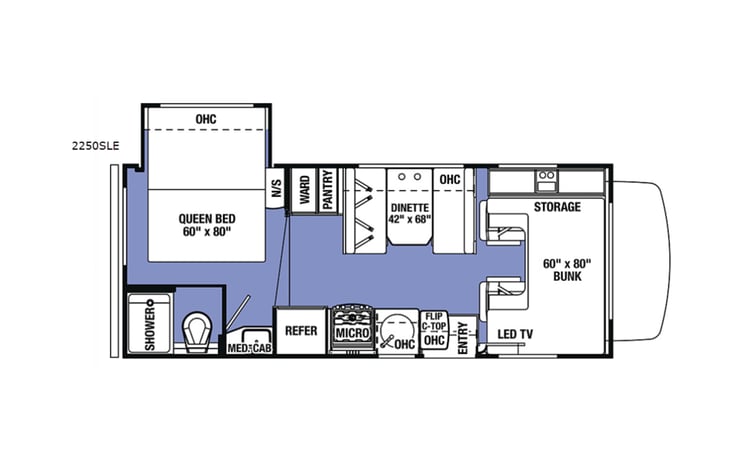 Representative floor plan provided by a trusted RVshare partner.