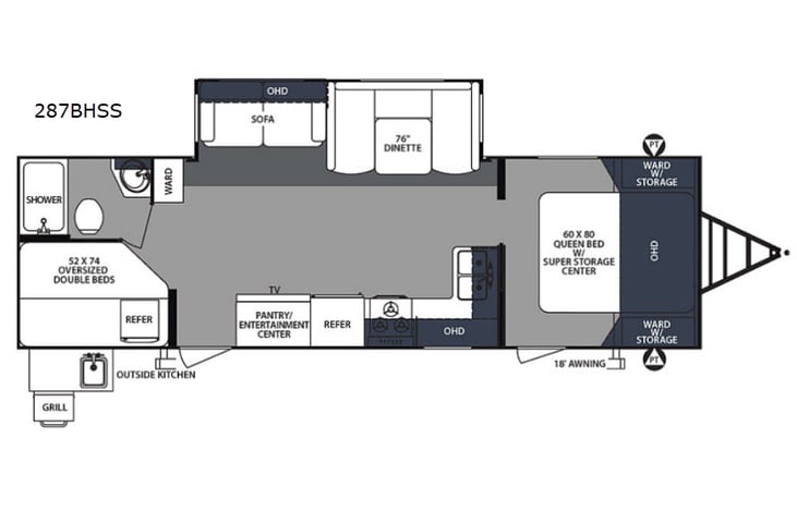 Representative floor plan provided by a trusted RVshare partner.