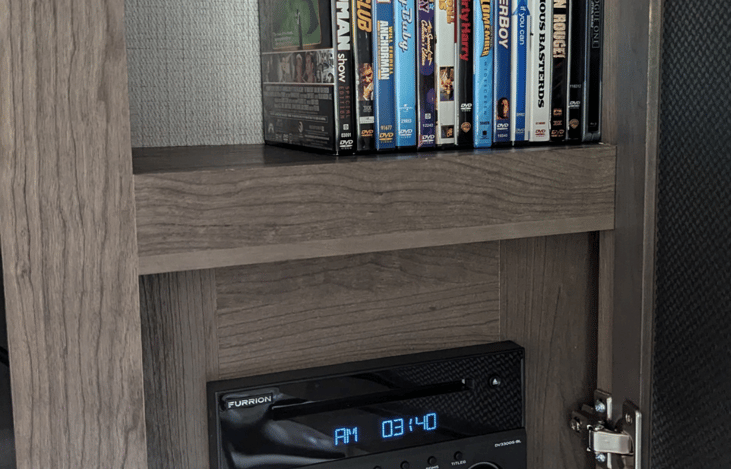 FM/AM Radio w/ indoor outdoor speakers, DVD player, Bluetooth connection