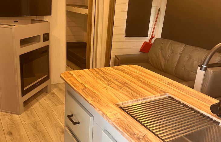 Main living area 
Jack-knife couch/bed